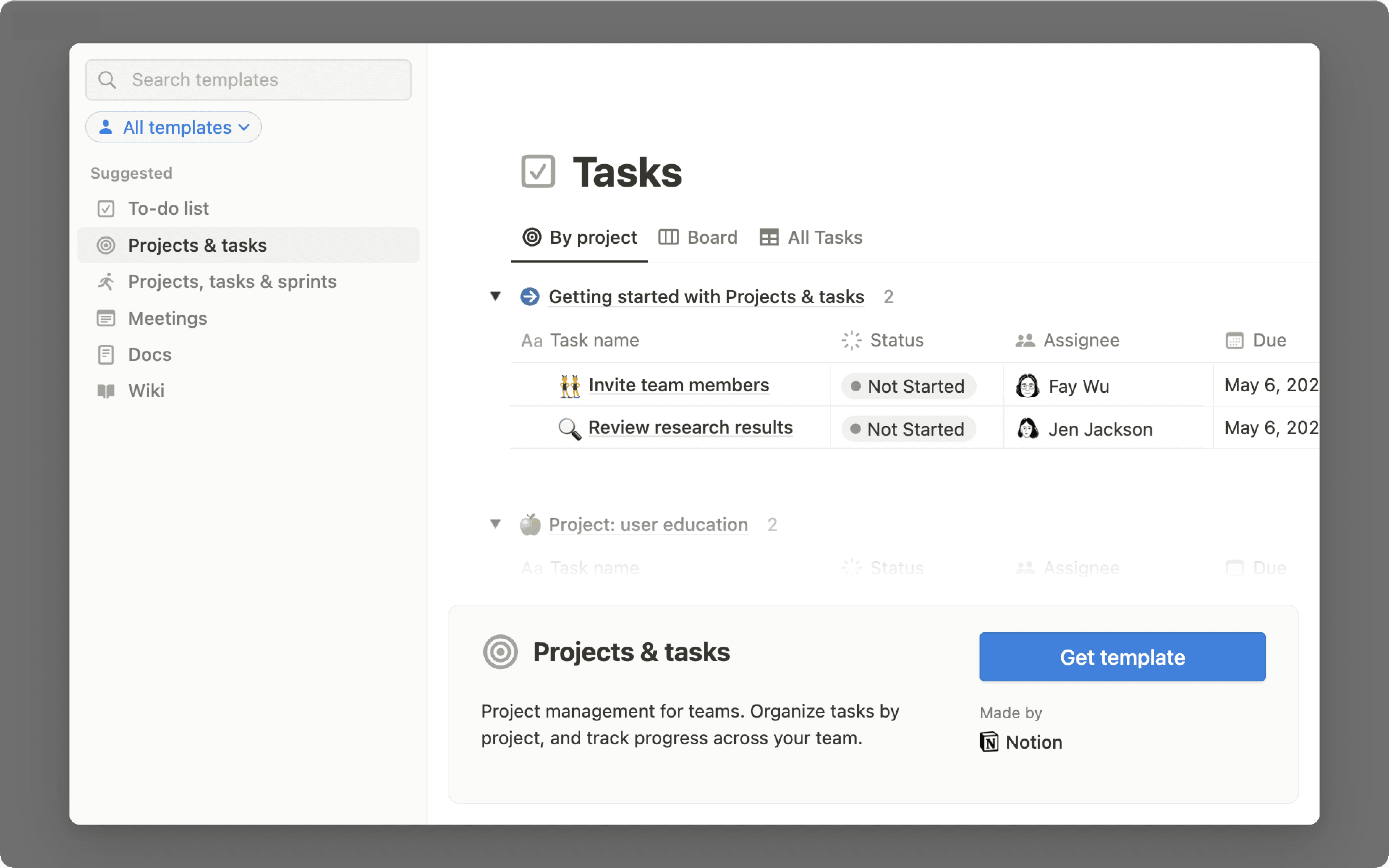 projects templates whats new