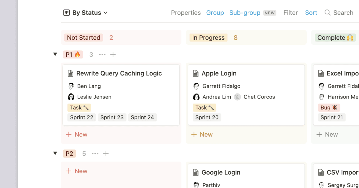 Notion 2.13, now with database groups & sub-groups 🍱