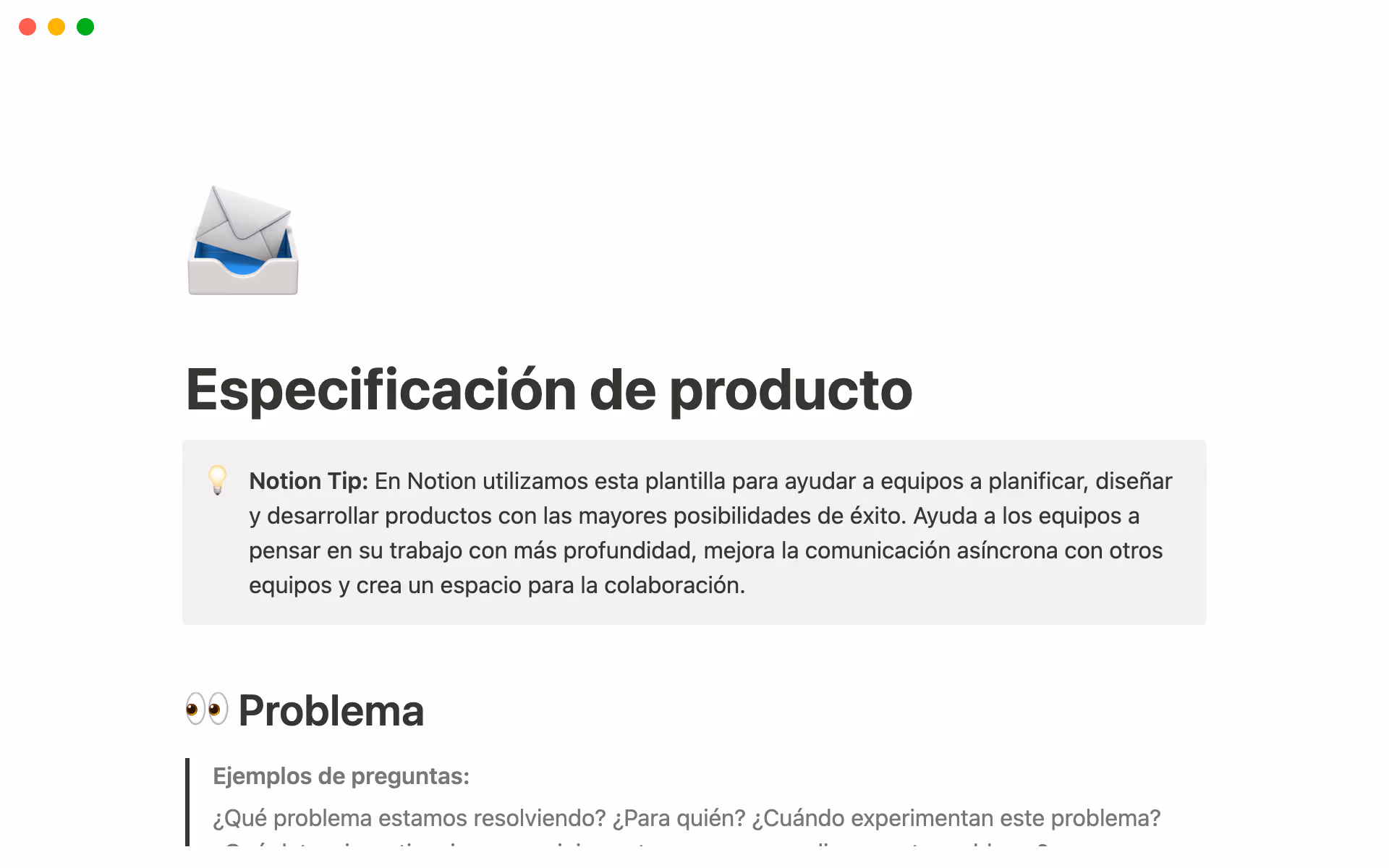 Crea y comparte especificaciones técnicas en Notion
