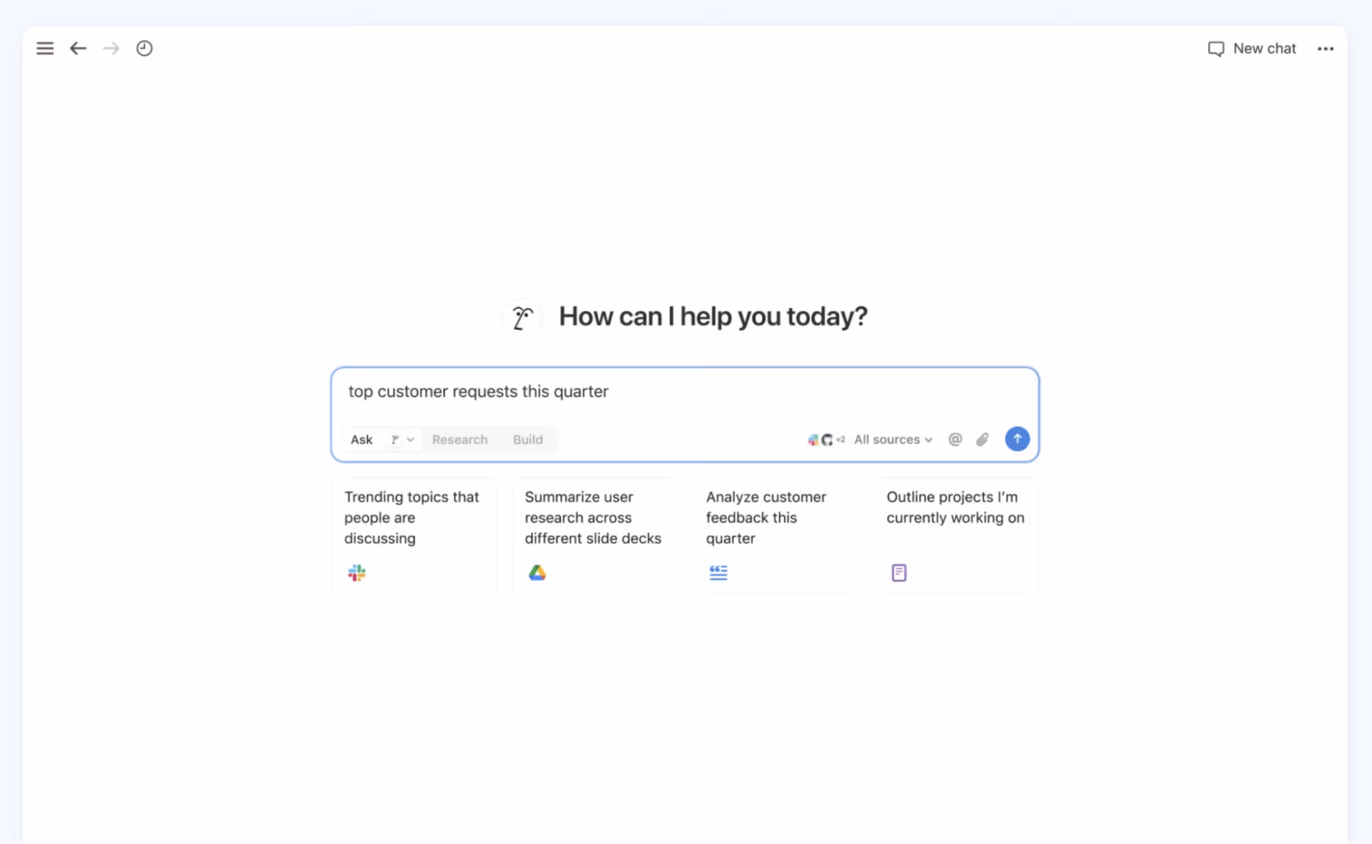A screenshot of a sample question in Notion’s Enterprise Search feature.