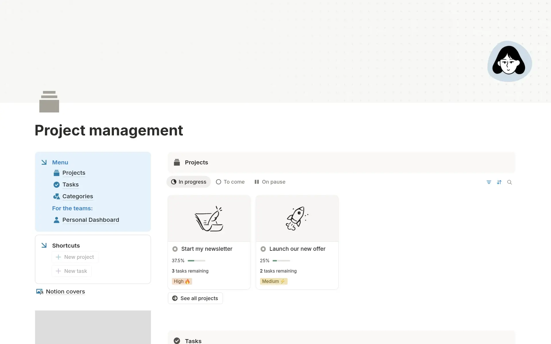 Captura de pantalla de la colección Build your business in Notion de Notion