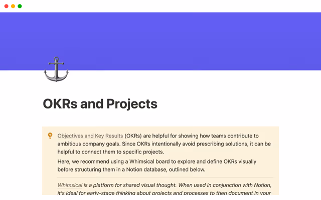 OKRs and Projects