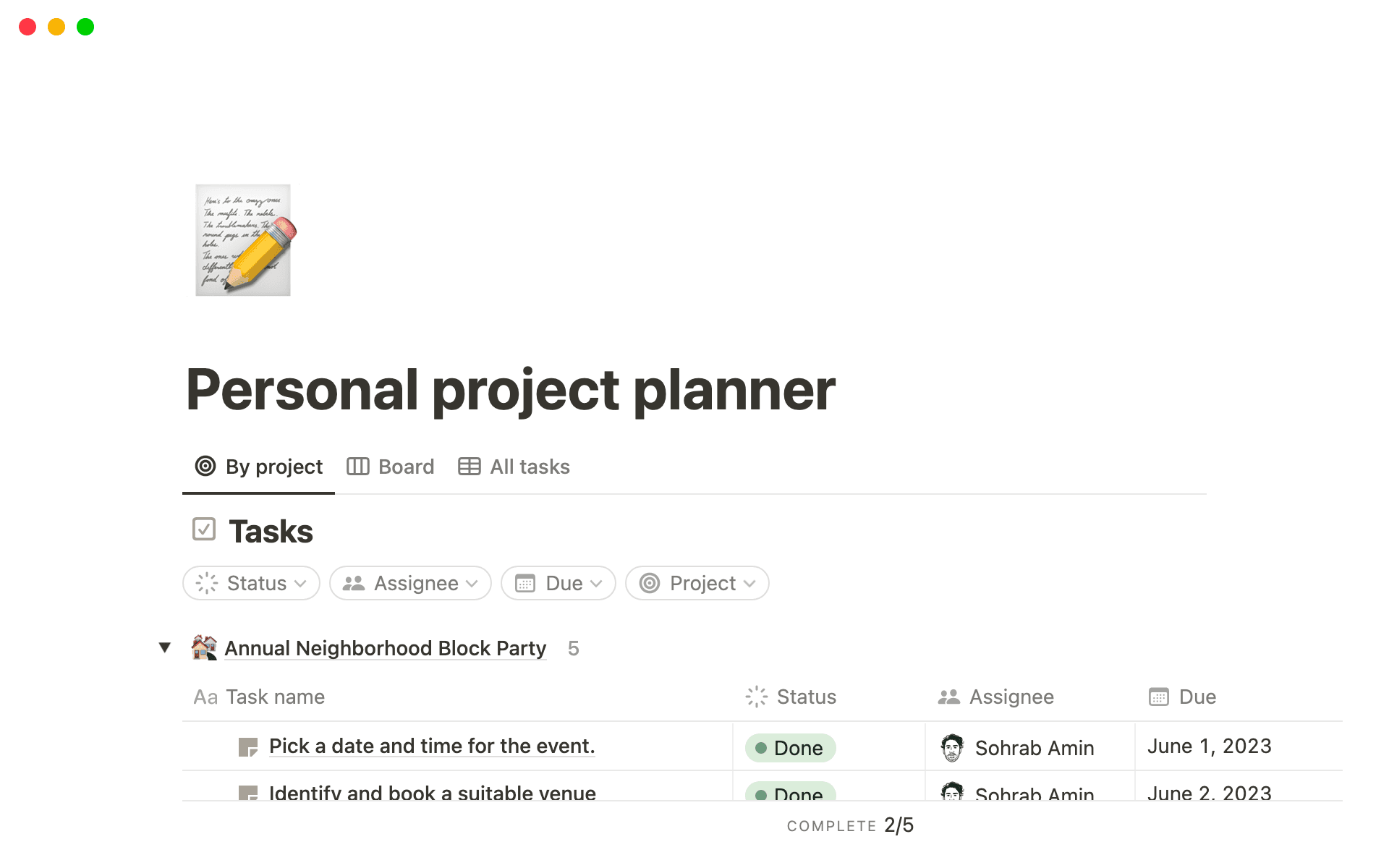 Screenshot of Top 10 Free Personal Planner Templates collection by Notion